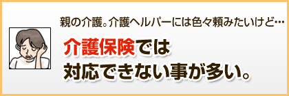 親の介護。介護ヘルパーには色々頼みたいけど…介護保険では対応できない事が多い。